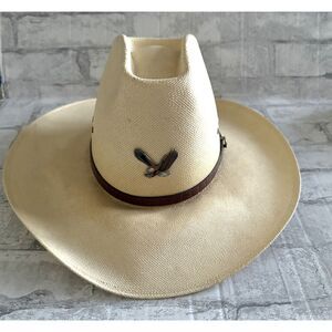 Resistol Vinylcote 4 Star Shatung Self Conforming Western Straw Hat 7 3/8 -stain